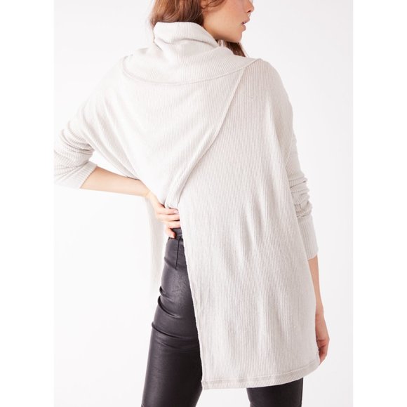 NWT Free People Juicy Ribbed Long Sleeve / Grey Opal - Picture 2 of 5
